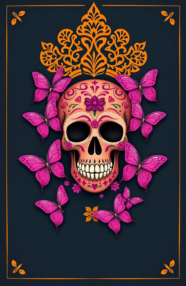 Pink Butterfly Skull