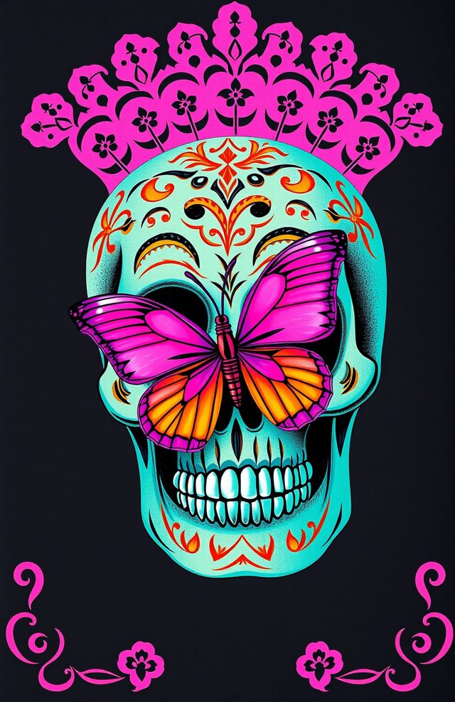 Marigold Skull Butterfly
