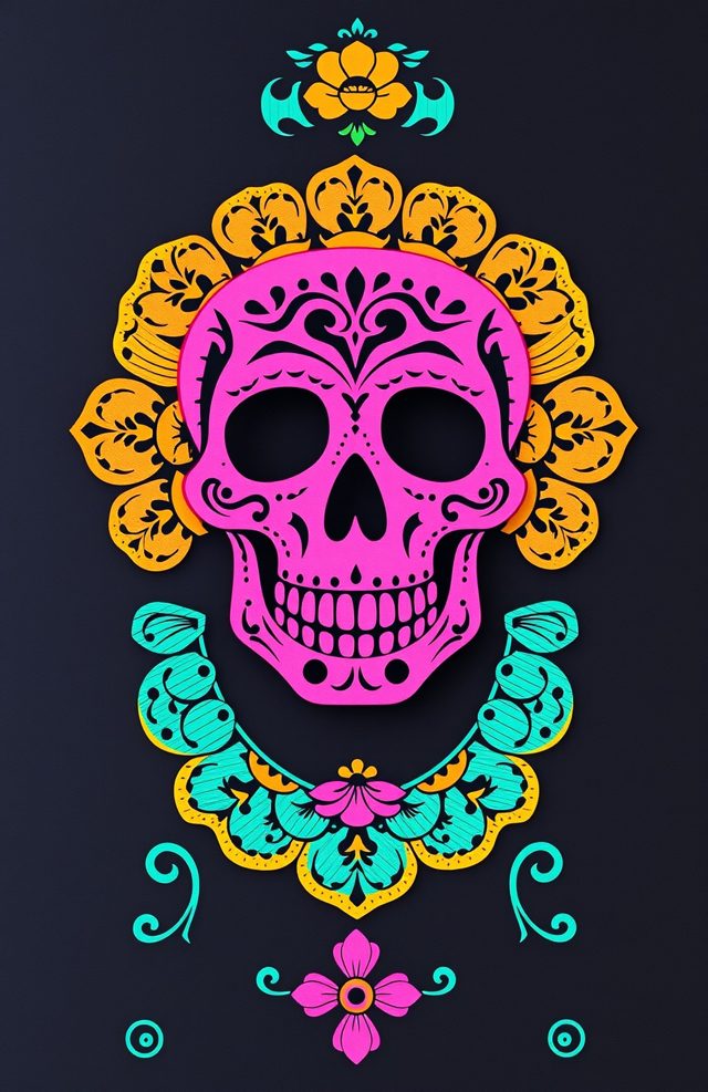 Pink Skull Papel Picado