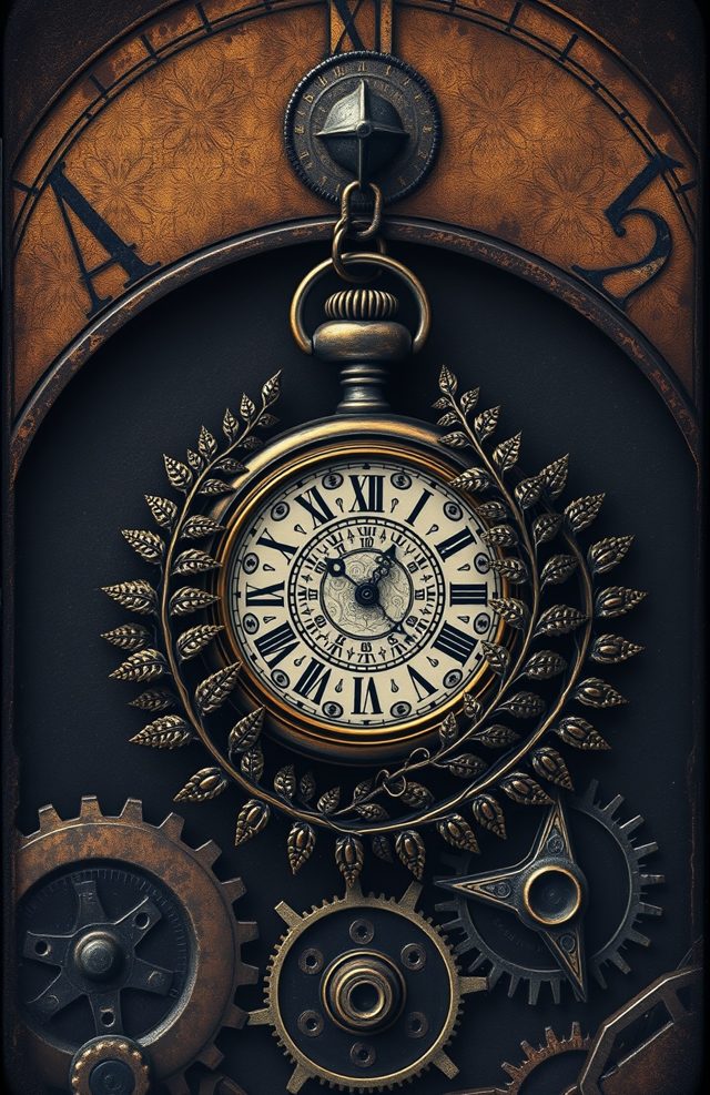 Gothic Pocket Watch with Dead Ferns