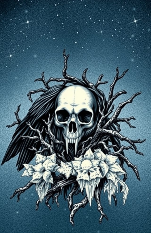 Dead Branches with Raven Skull