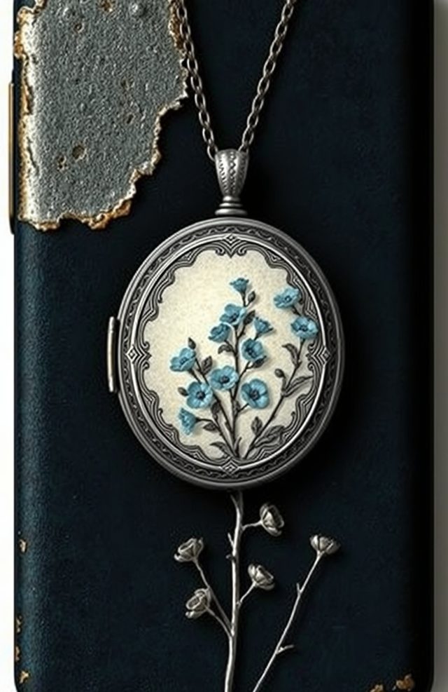 Gothic Locket with Dead Forget-Me-Nots
