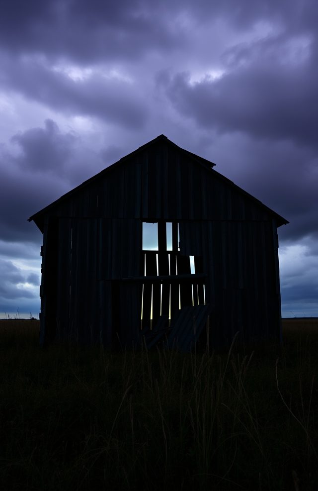 Ghostly Barn Silhouette