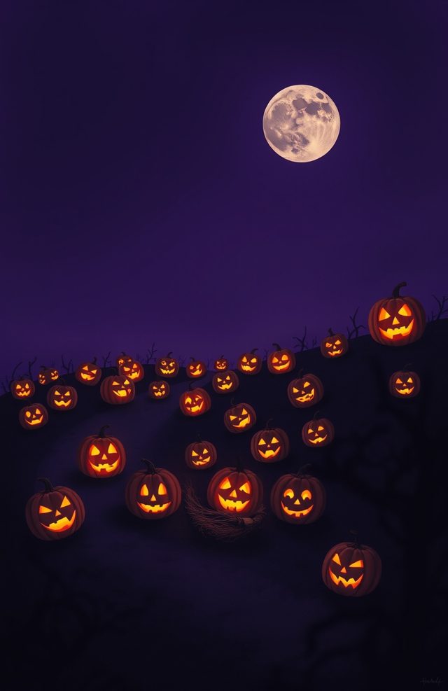 Pumpkin Patch Under Harvest Moon