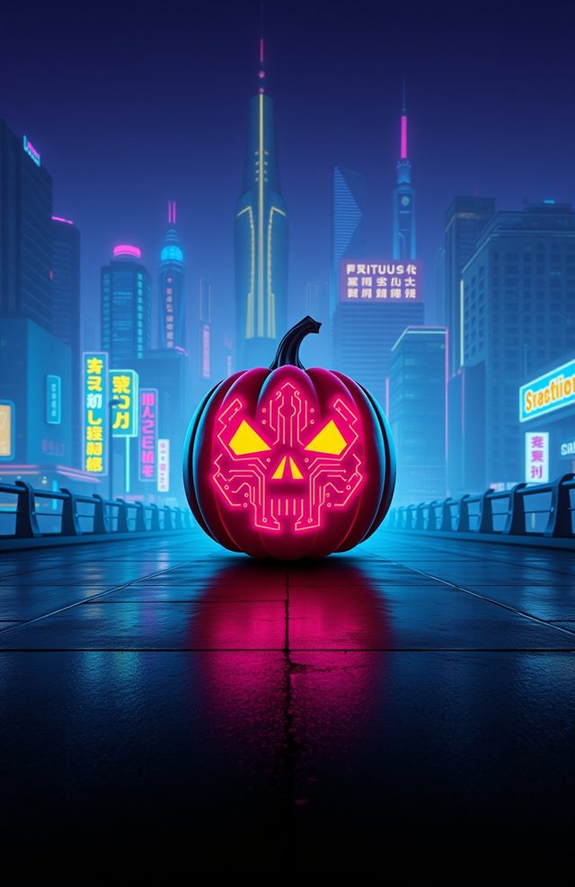 Cyberpunk Neon Jack-O-Lantern