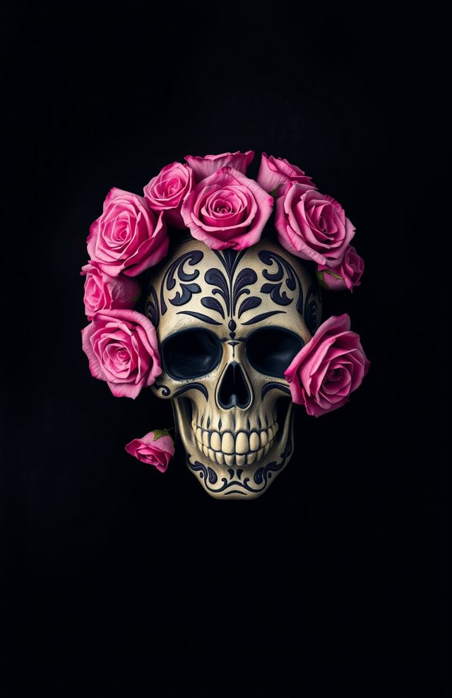 Phone Case: Pink Rose Skull