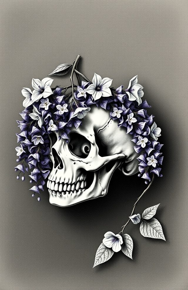 Skull and Wisteria