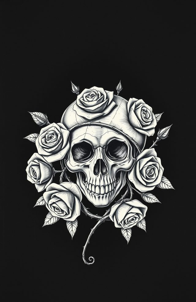 Skull and Thorny Rose