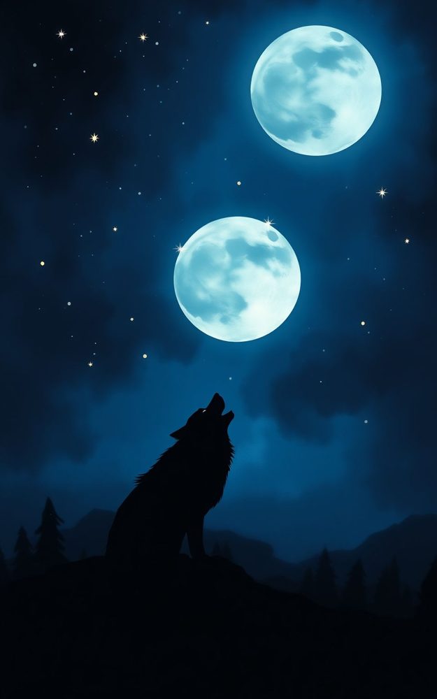 Midnight Howl Silhouette Night Wolf Moon
