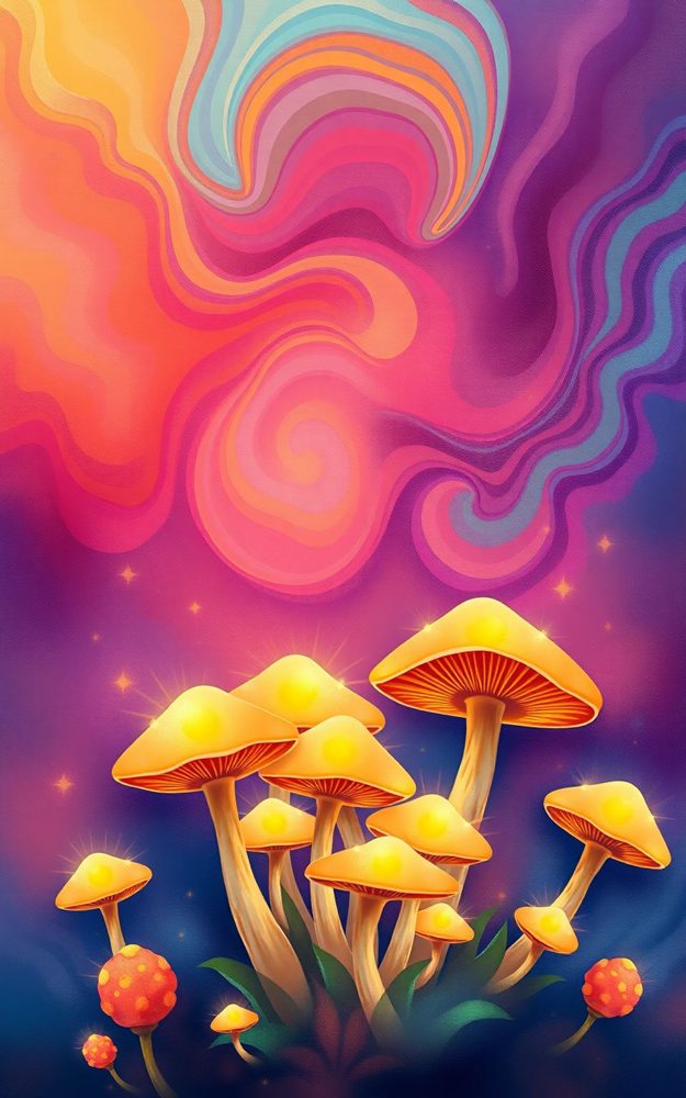 Psychedelic Mushroom Garden Trippy Art Phone Case For iPhone Samsung