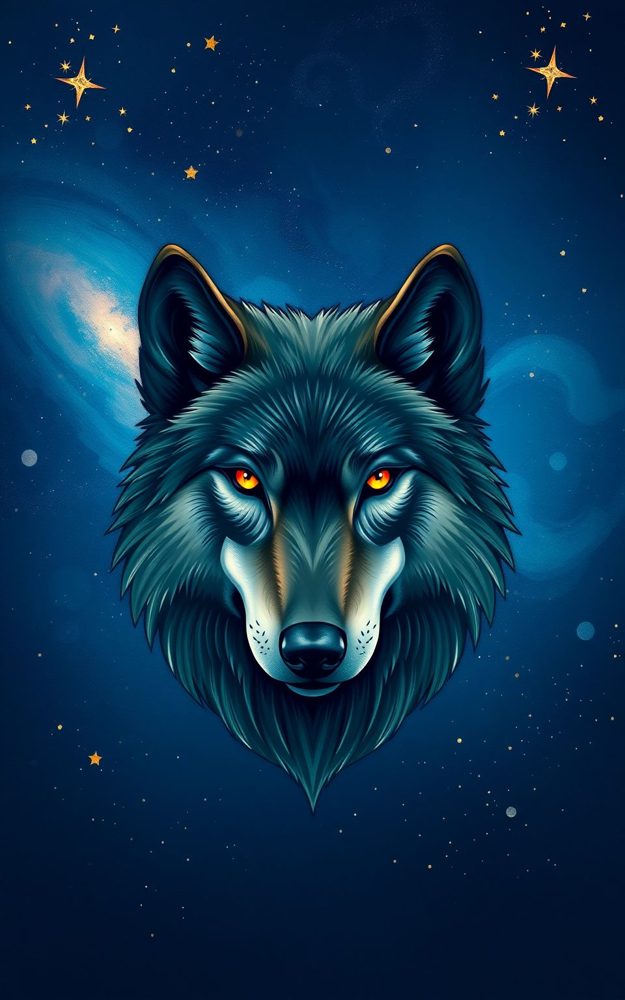 Digital Art Wolf Cosmic Howl Phone Case For iPhone Samsung