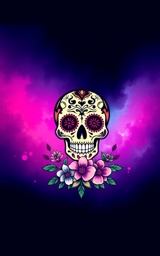 Sugar Skull Floral Design Phone Case For iPhone Samsung