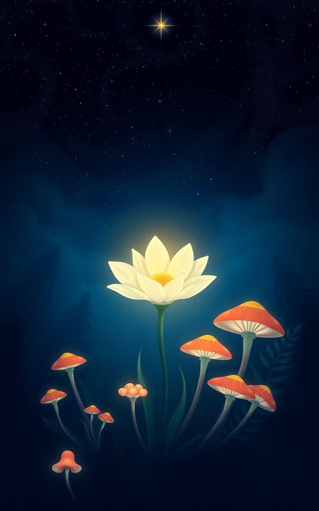 Celestial Magical Forest Night Bloom
