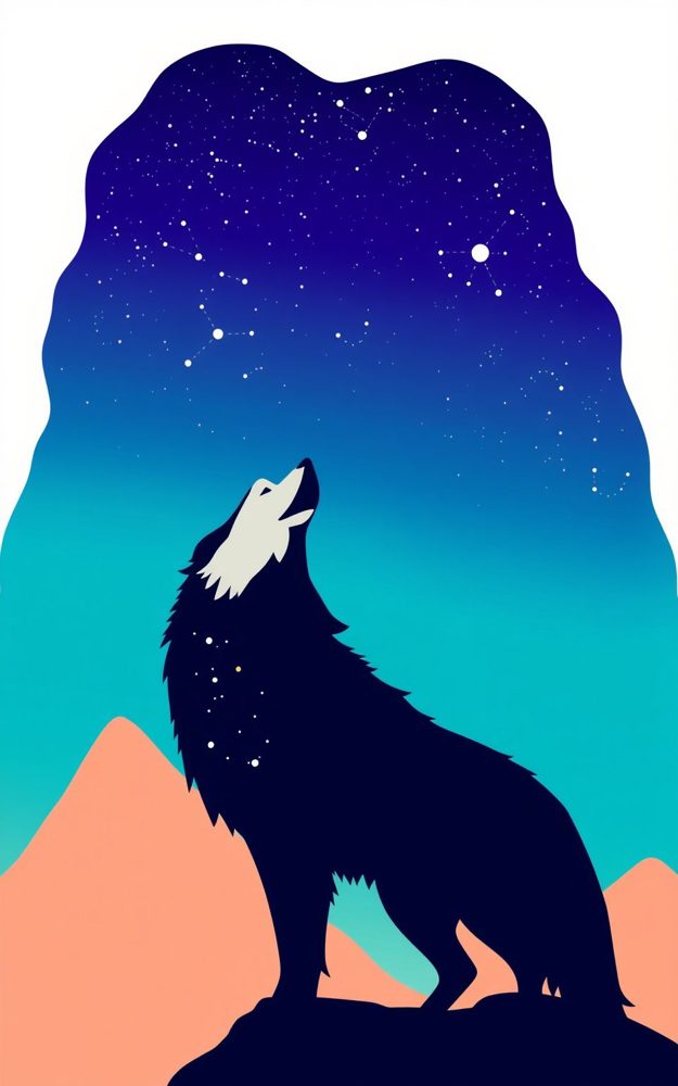 Galactic Wolf Constellation Minimalist Phone Case For iPhone Samsung