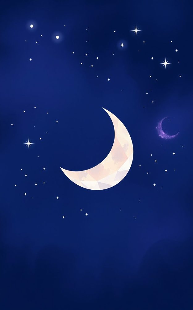 Geometric Moonscape Crescent Moon Crystal Magic Phone Case For iPhone Samsung