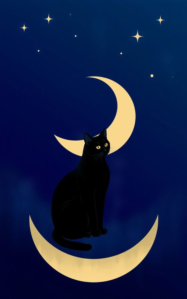 Mystic Crescent Moon Cat Witchy Phone Case For iPhone Samsung