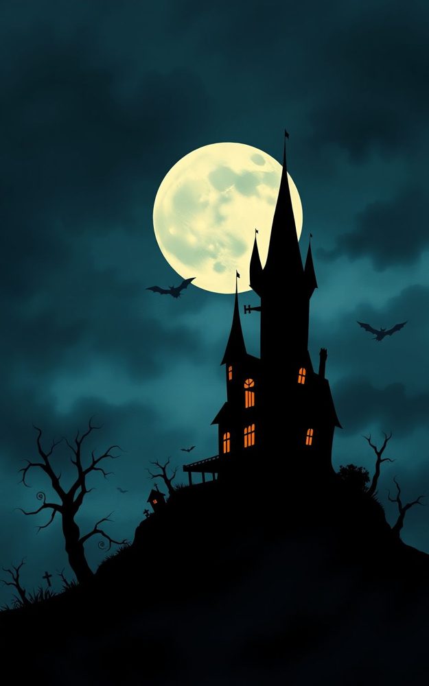 Spooky Haunted House Silhouette Phone Case For iPhone Samsung