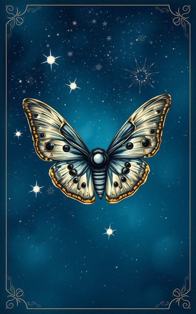 Mystical Lunar Moth Elegant Vintage