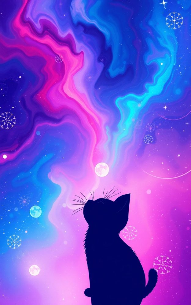 Dreamy Galaxy Cat Phone Case For iPhone Samsung