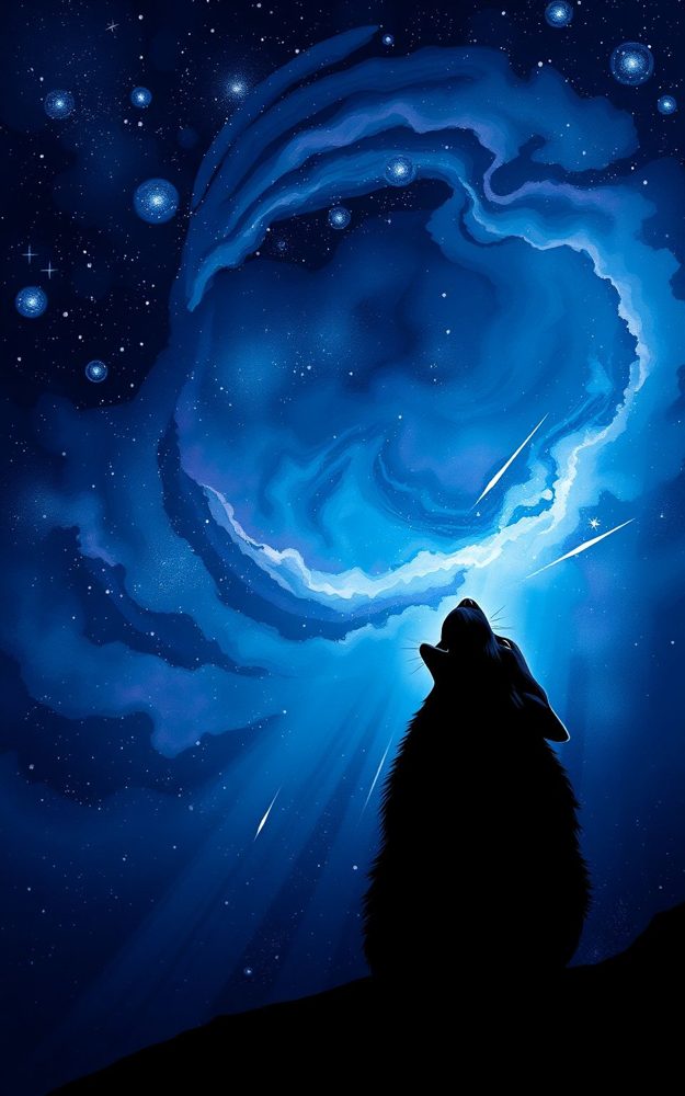 Glowing Nebula Galaxy Wolf Phone Case For iPhone Samsung