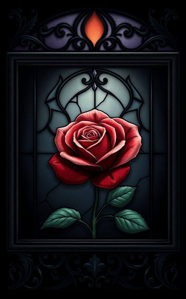 Stained Glass Gothic Rose Phone Case For iPhone Samsung