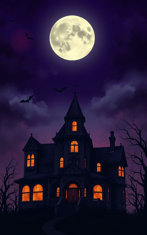Haunted Mansion Moonlight Spooky Silhouette Phone Case For iPhone Samsung