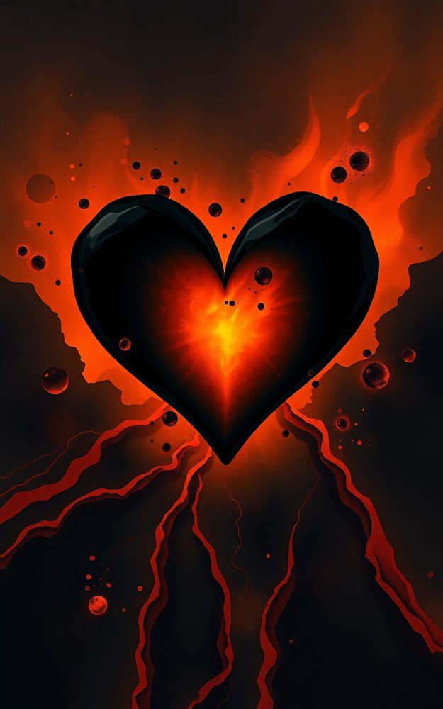 Fiery Heart Lava Obsidian Gothic Phone Case For iPhone Samsung