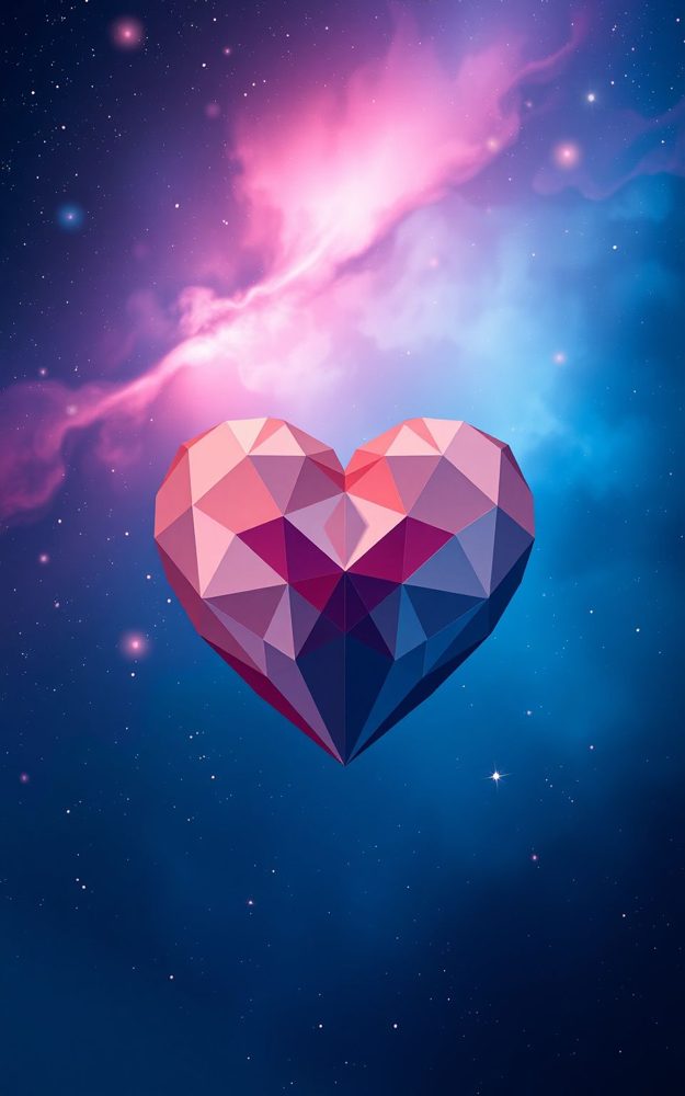 Geometric Galaxy Heart Phone Case For iPhone Samsung
