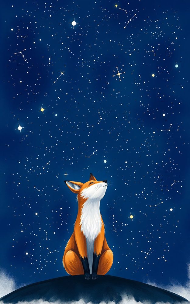 Celestial Fox Stargazing Starry Night Phone Case For iPhone Samsung