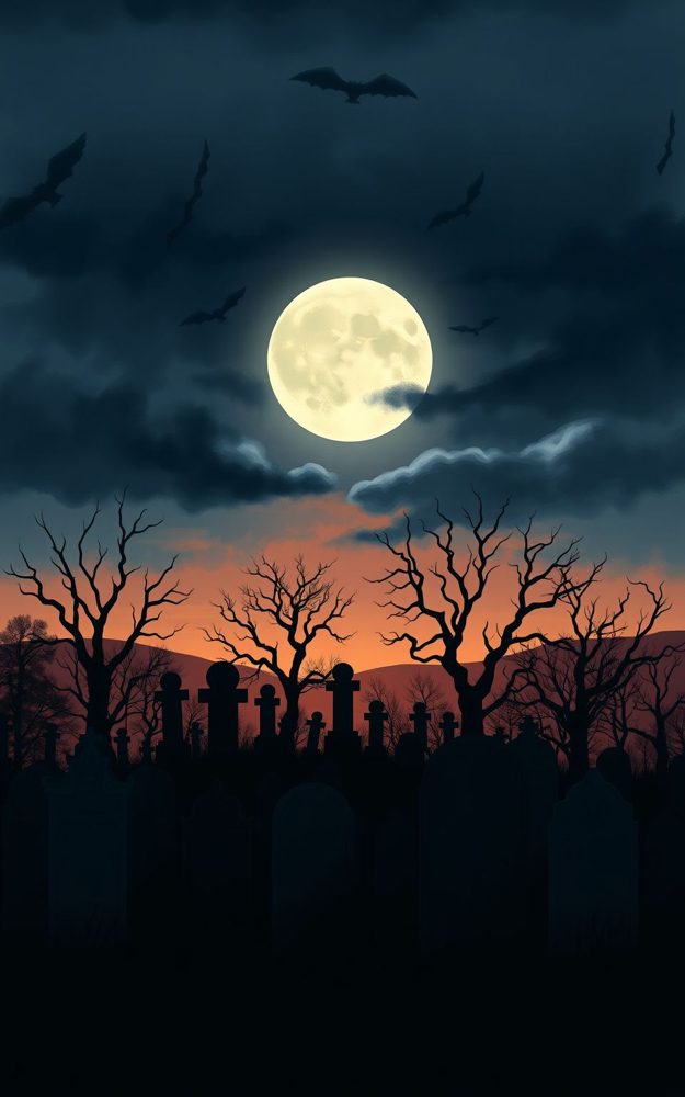 Spooky Haunted Graveyard Silhouette