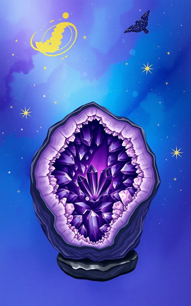 Amethyst Geode Cosmic Illustration Phone Case For iPhone Samsung