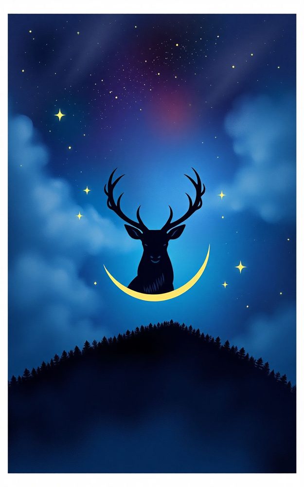 Mystic Crescent Stag Silhouette Phone Case For iPhone Samsung