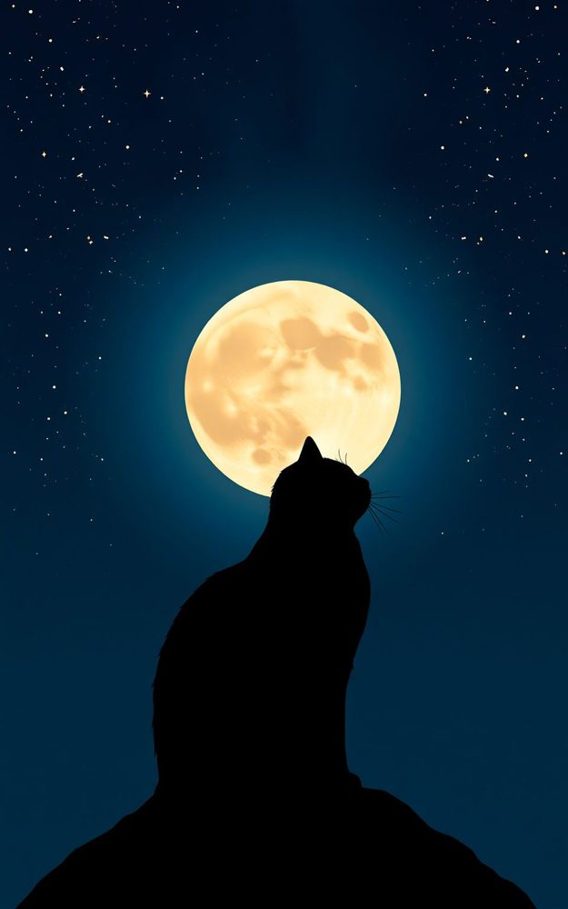 Silhouette Moon Cat Mystical Black Gaze Phone Case For iPhone Samsung