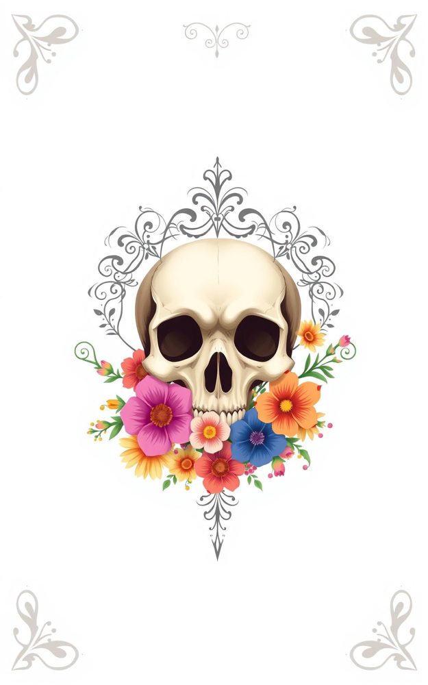 Floral Skull Gothic Romance Phone Case For iPhone Samsung