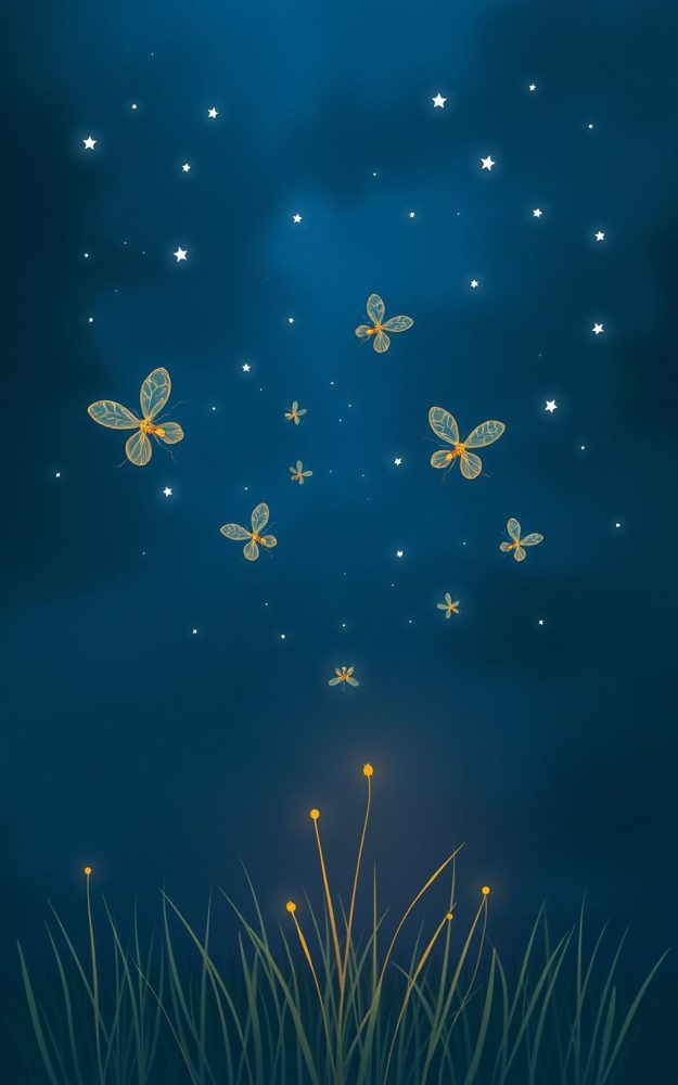 Whimsical Starry Night Firefly Dance Phone Case For iPhone Samsung