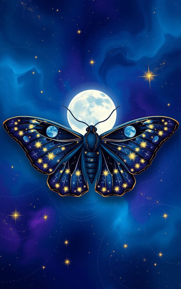 Mystical Lunar Moth Cosmic Phone Case For iPhone Samsung