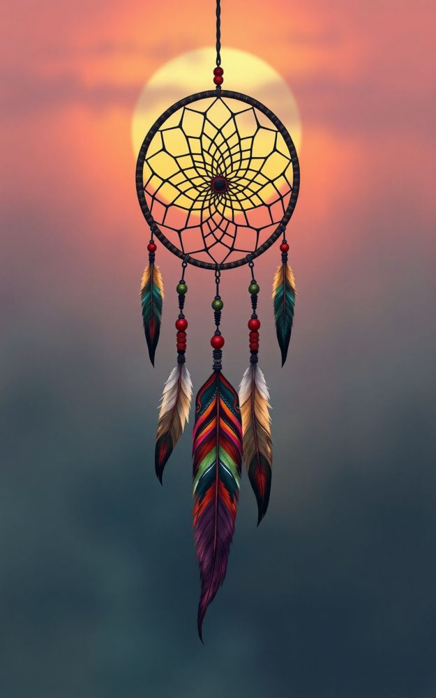 Dreamcatcher Sunset Boho Feathers Glow