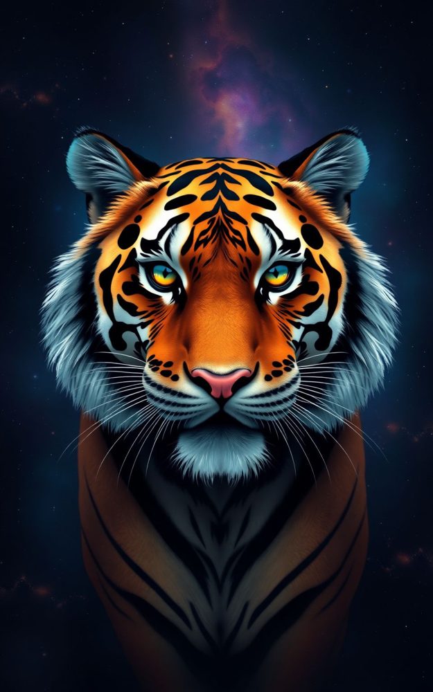 Galactic Tiger Gaze Cosmic Art Phone Case For iPhone Samsung