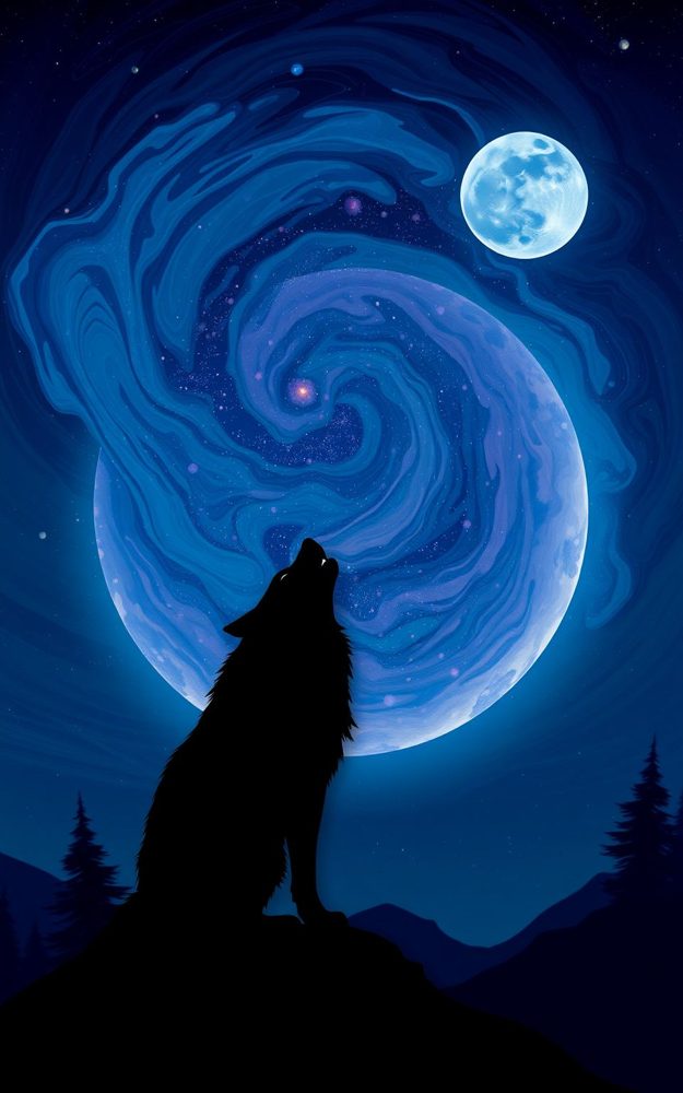 Abstract Moon Wolf Mystic Phone Case For iPhone Samsung