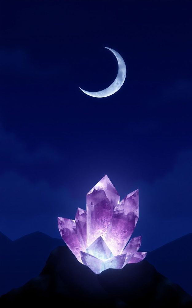 Glowing Crystals Moon Mystical Phone Case For iPhone Samsung