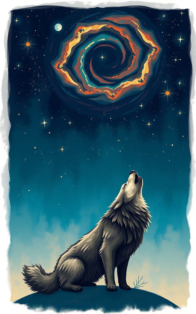 Galactic Wolf Cosmic Painterly Phone Case For iPhone Samsung