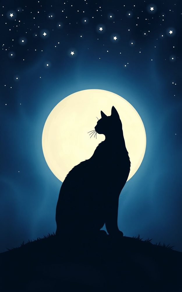 Mystical Moon Cat Silhouette Phone Case For iPhone Samsung