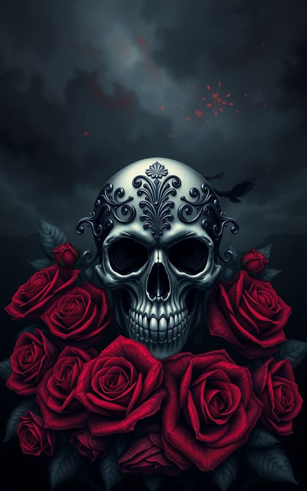 Gothic Rose Skull Dark Art Phone Case For iPhone Samsung