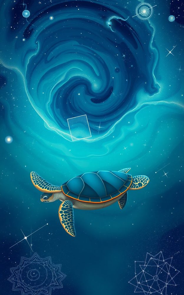 Cosmic Turtle Illustration Sea Turtle Voyage