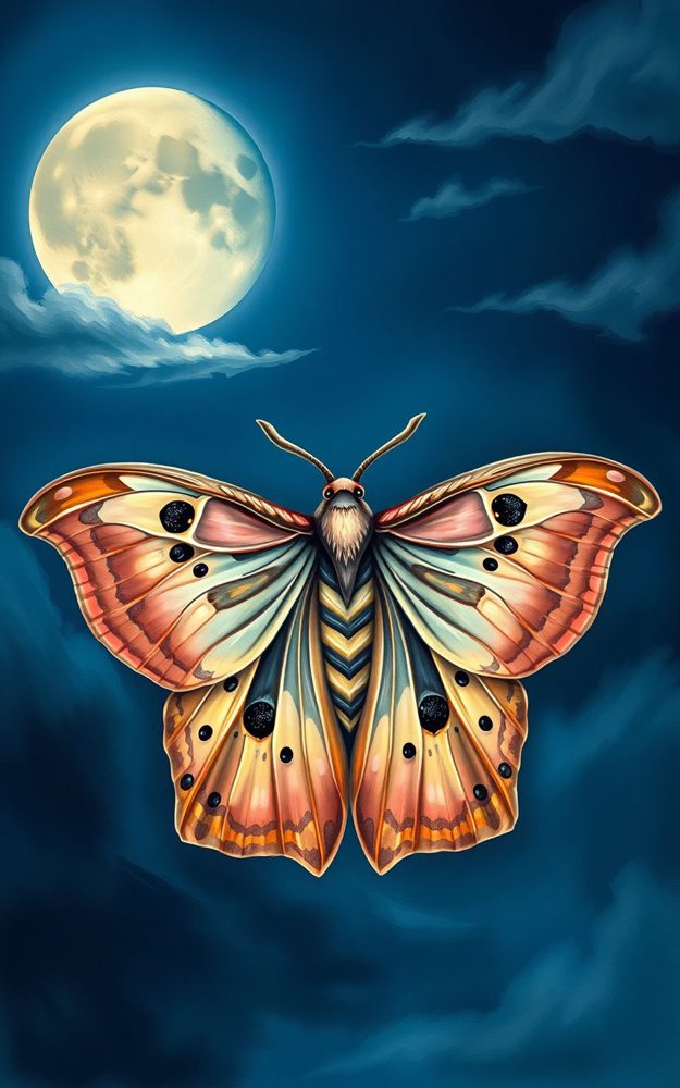 Ethereal Moth Art Mystic Lunar Eclipse
