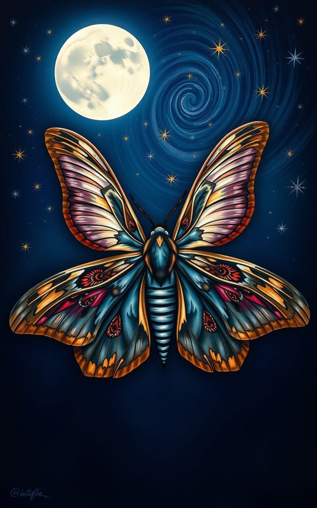 Celestial Moth Lunar Psychedelic Art