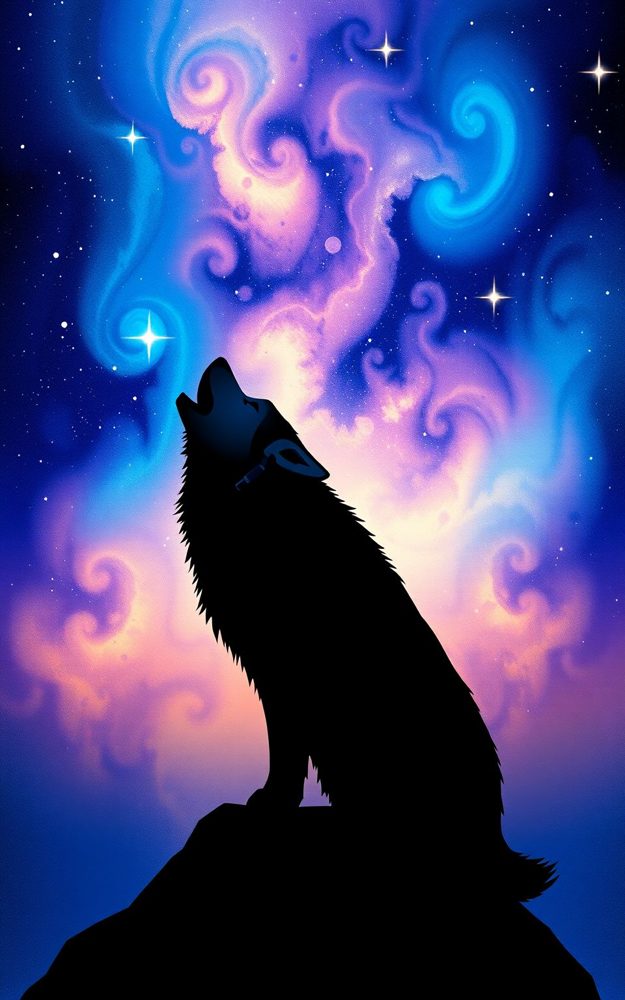 Stylized Nebula Wolf Howl Phone Case For iPhone Samsung