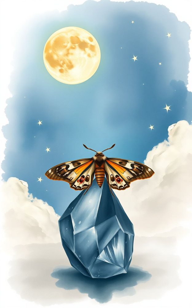 Mystic Crystal Lunar Moth Fantasy Phone Case For iPhone Samsung