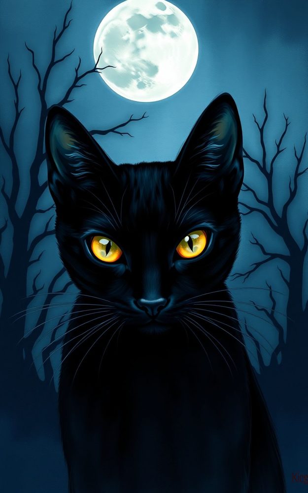 Spooky Black Cat Moon Dark Fantasy