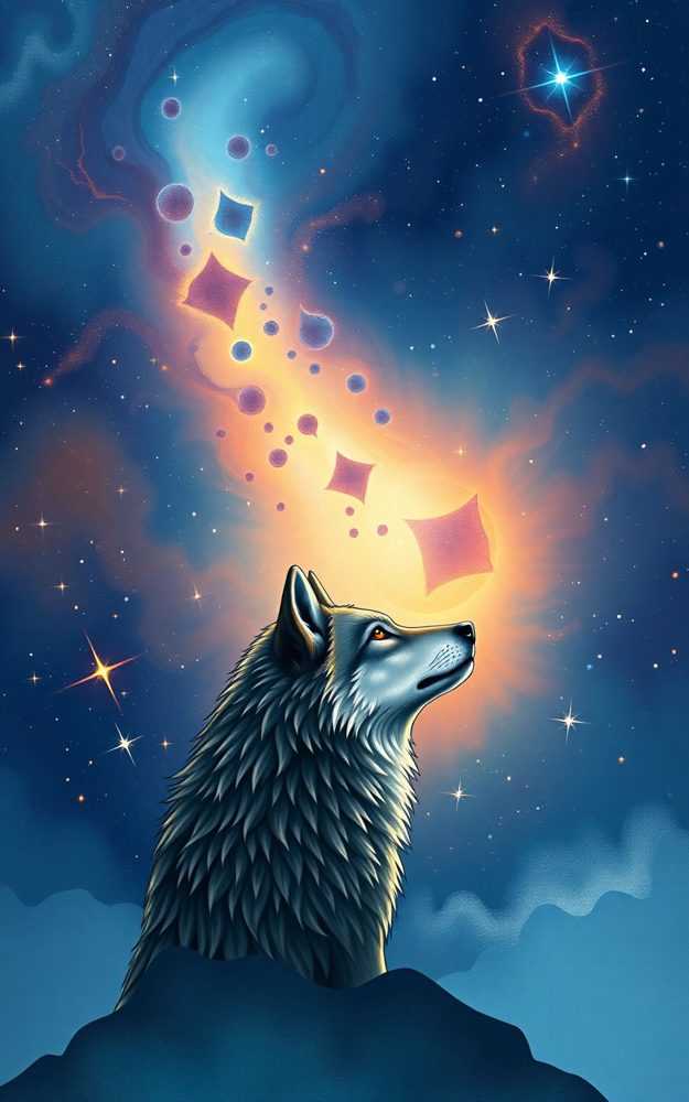 Dreamy Nebula Wolf Galactic Guardian